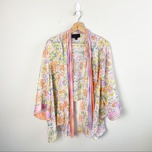 Investments Sheer Open Front Floral Kimono